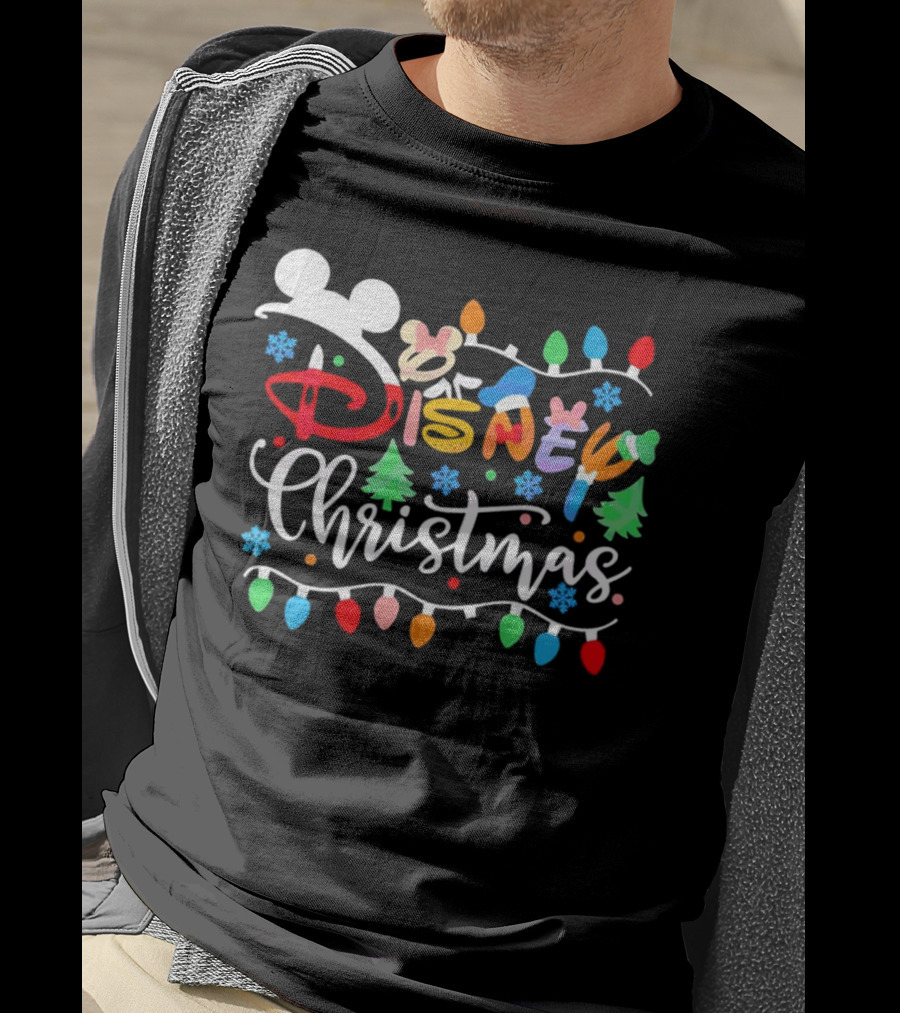 Disney Christmas Lights Festive Icons And Holiday Elements T-Shirt