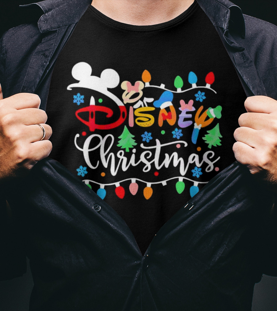 Disney Christmas Lights Festive Icons And Holiday Elements T-Shirt