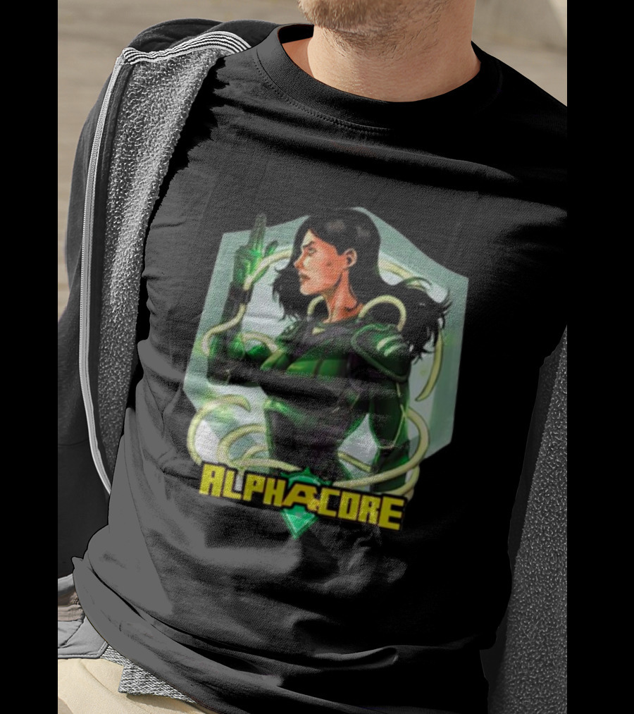 Ingrid Valdez Alphacore Heroic Green Warrior With Futuristic Elements T-Shirt