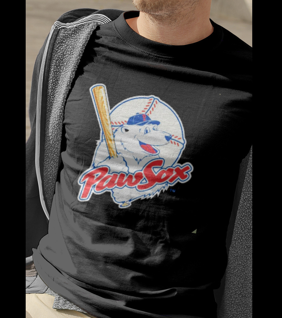 PawSox Polar Bear Baseball Bat Cap Red Socks T-Shirt