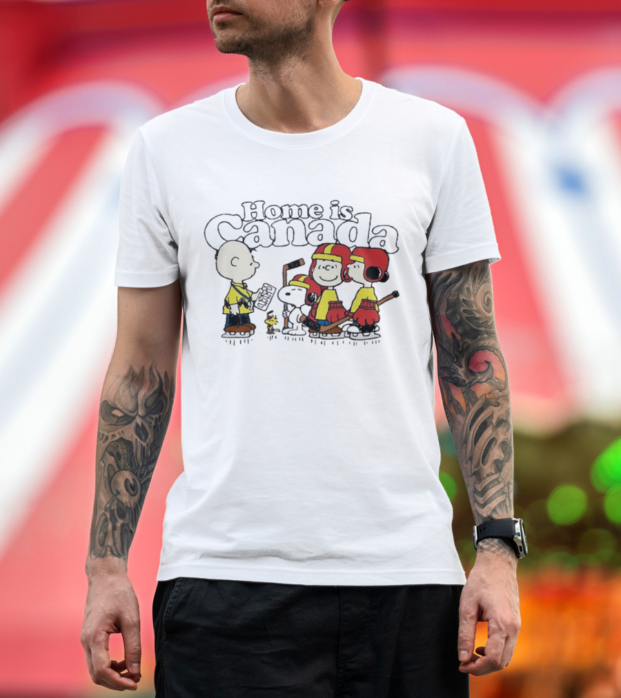 Home is Canada Peanuts Hockey Charlie Brown Snoopy Canada T-Shirt