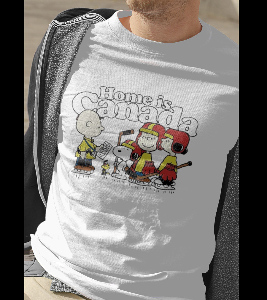 Home Is Canada Peanuts Hockey Charlie Brown Snoopy Canada T-Shirt