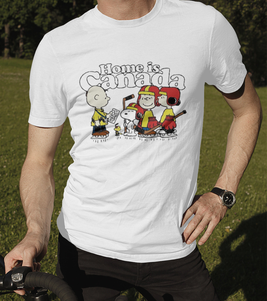 Home Is Canada Peanuts Hockey Charlie Brown Snoopy Canada T-Shirt