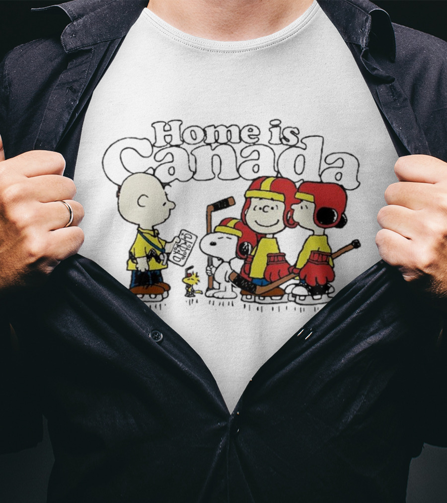 Home Is Canada Peanuts Hockey Charlie Brown Snoopy Canada T-Shirt