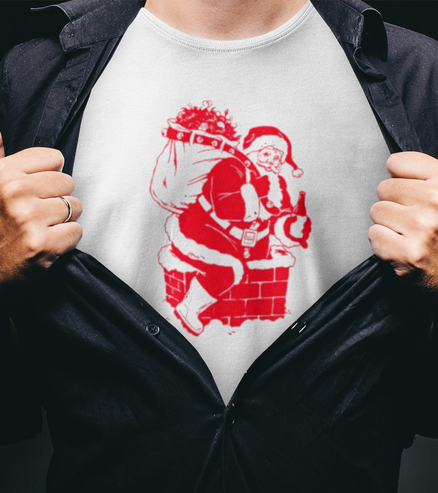 Santa Claus Chimney Beer Belly Red T-Shirt