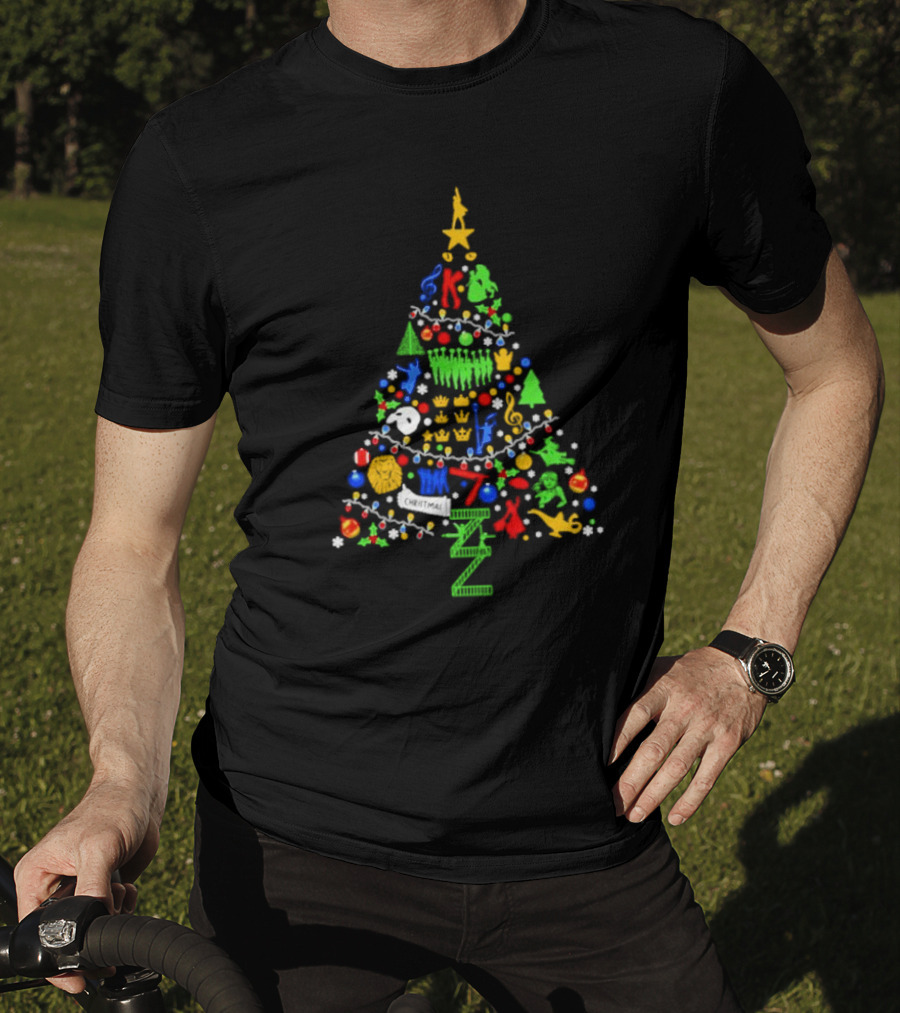 Ultimate Broadway Themed Christmas Tree Colorful Ornament Decorations T-Shirt