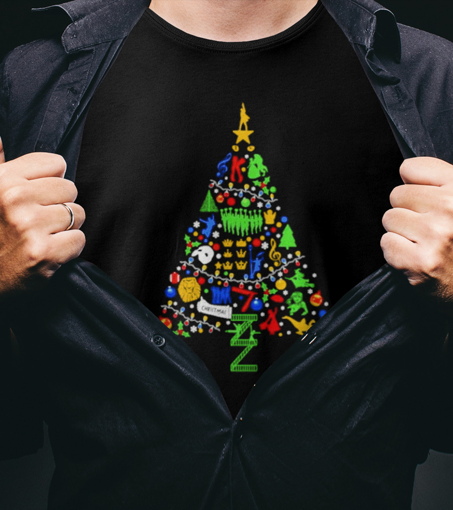 Ultimate Broadway Themed Christmas Tree Colorful Ornament Decorations T-Shirt