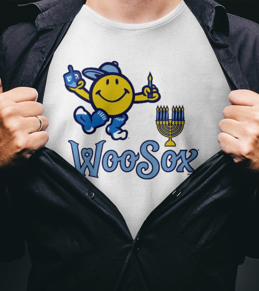 Worcester Red Sox Hannukkah Smiley Dreidel Menorah WooSox T-Shirt