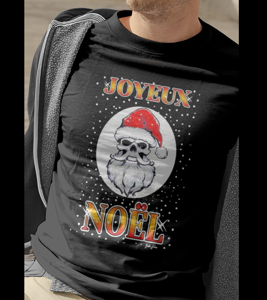 Joyeux Noël Skull Santa Hat Festive T-Shirt