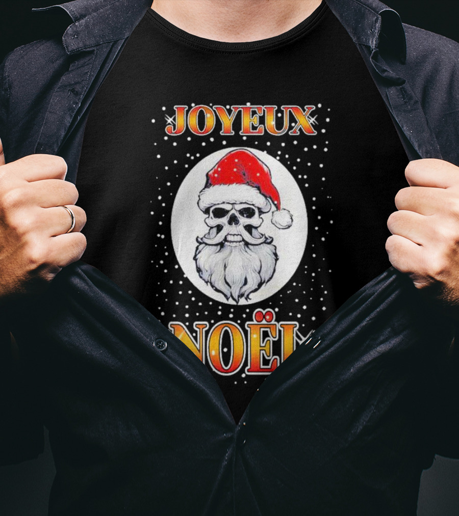 Joyeux Noël Skull Santa Hat Festive T-Shirt