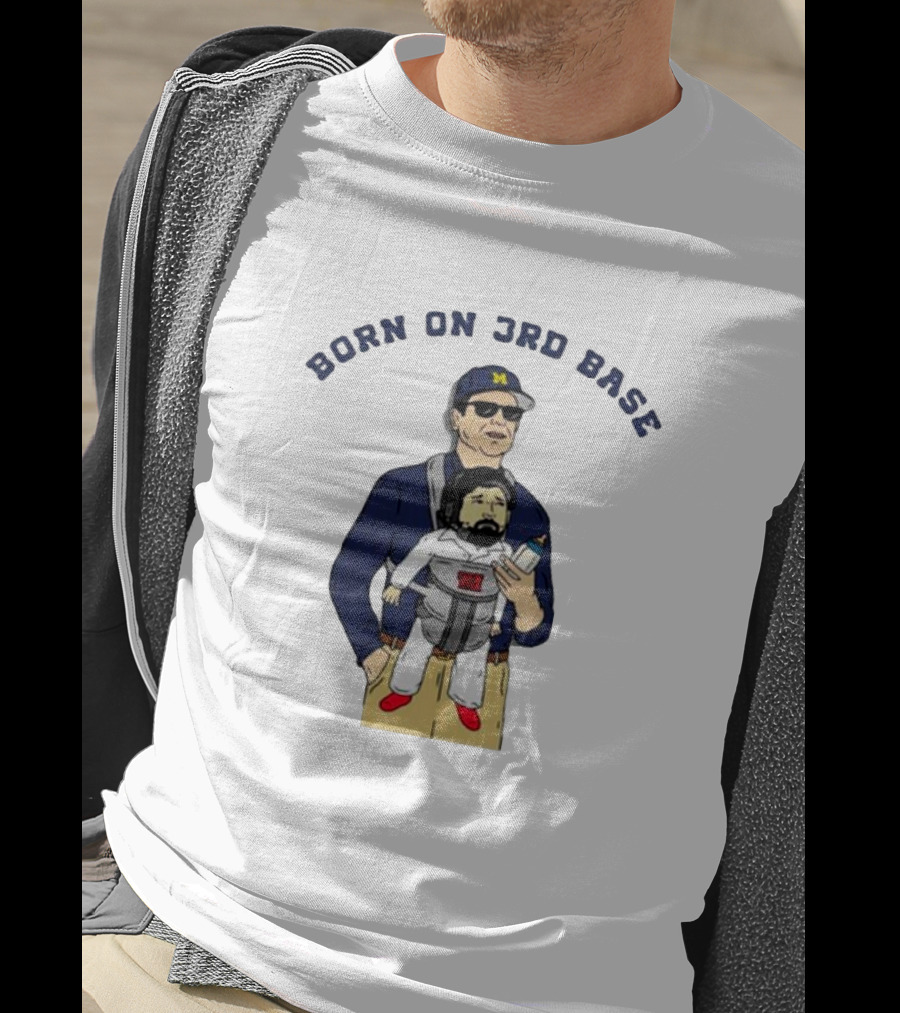 Michigan Wolverines Born On 3rd Base Coach Baby Carrier T-Shirt