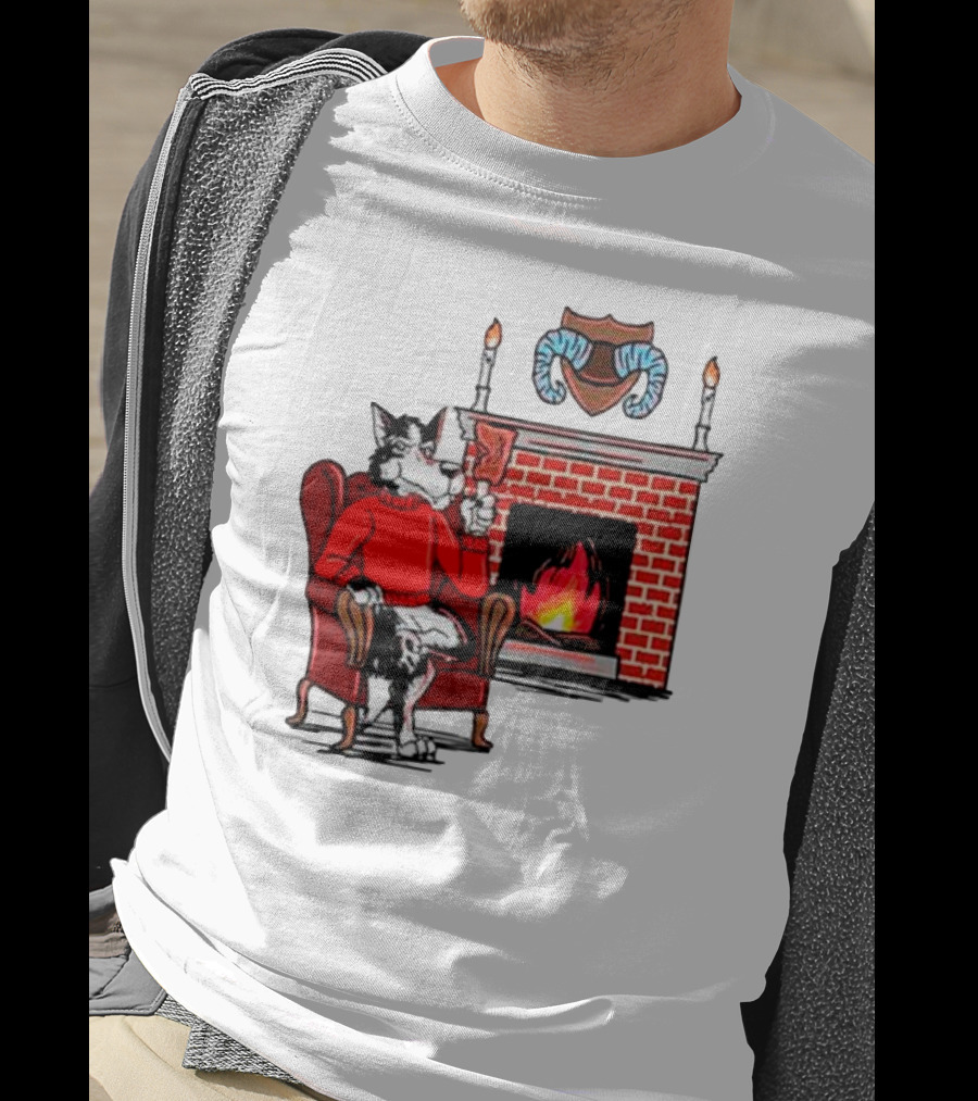 NC State Wolfpack Relaxing By Fireplace Victory Scene T-Shirt