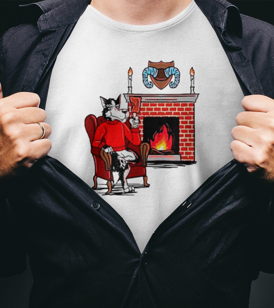 NC State Wolfpack Relaxing By Fireplace Victory Scene T-Shirt