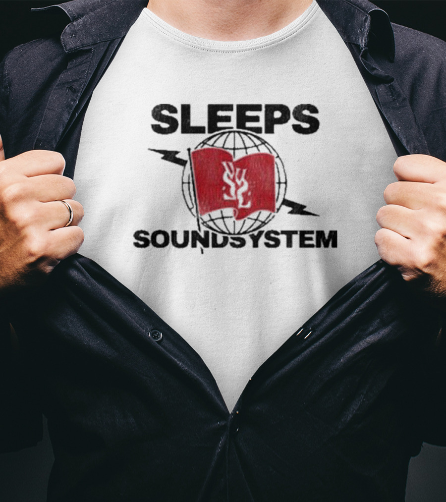 Sleeps Soundsystem Global Red Flag Emblem T-Shirt