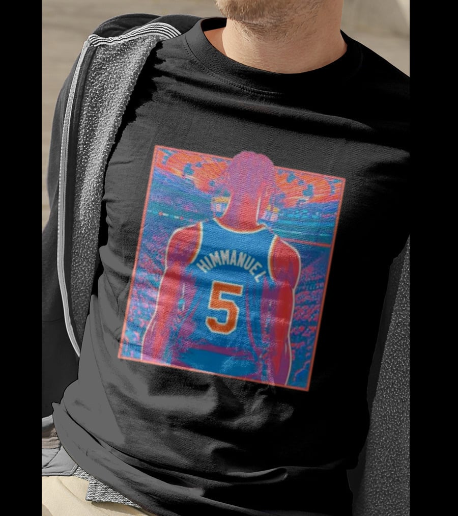 Immanuel Quickley Number 5 New York Knicks Vibrant Basketball Arena Scene T-Shirt