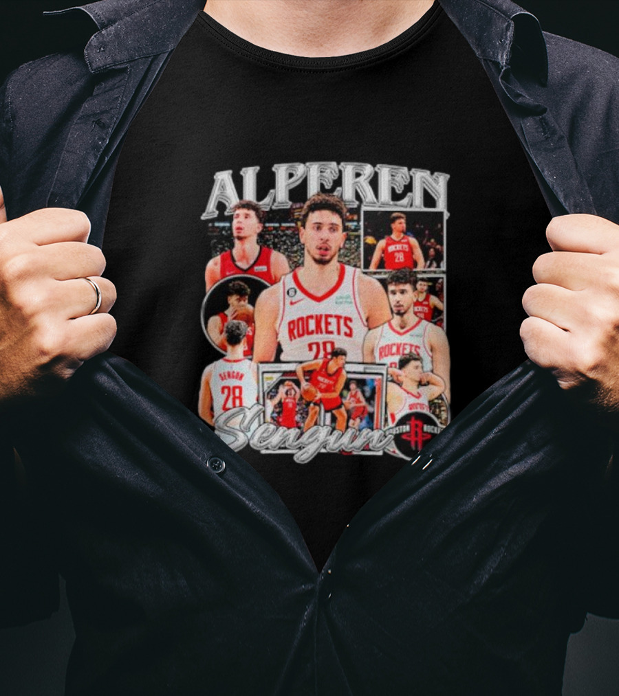 Alperen Sengun Houston Rockets Basketball Player Collage And Team T-Shirt