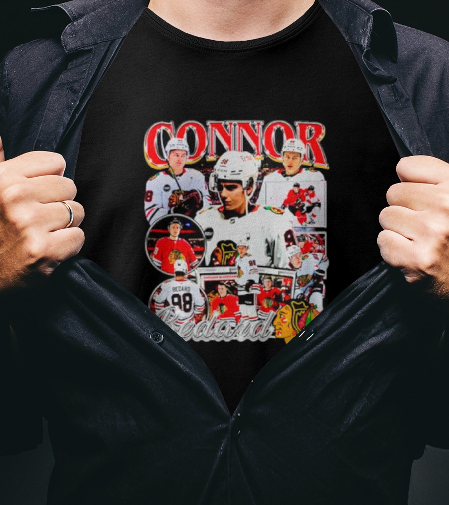 Connor Bedard Chicago Blackhawks NHL Player Collage T-Shirt