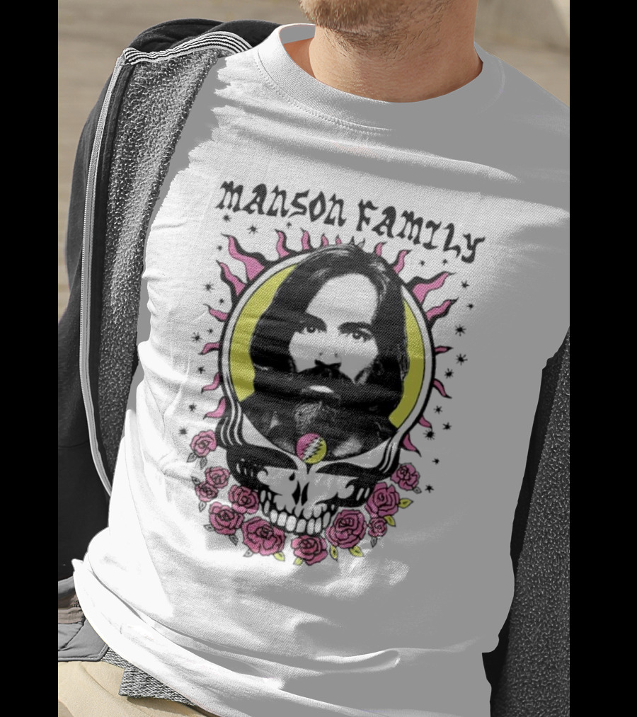 Manson Family Skull Roses Artwork With Grateful Dead T-Shirt