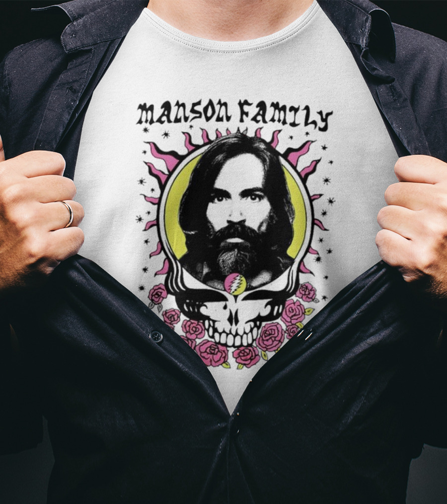 Manson Family Skull Roses Artwork With Grateful Dead T-Shirt