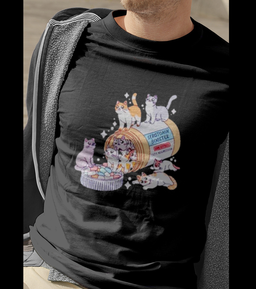 Serotonin Booster Cats Cute Antidepressant Kittens Happiness T-Shirt