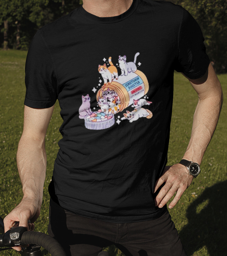 Serotonin Booster Cats Cute Antidepressant Kittens Happiness T-Shirt