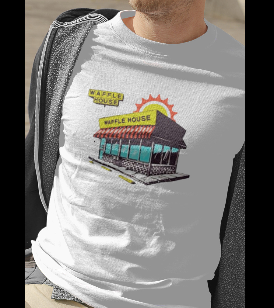 Waffle House Restaurant Building With Sunburst Background T-Shirt