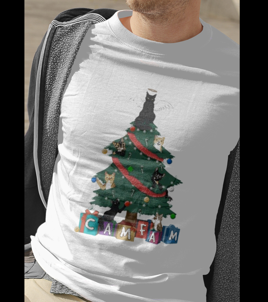 Cam Fam Cats On Christmas Tree T-Shirt