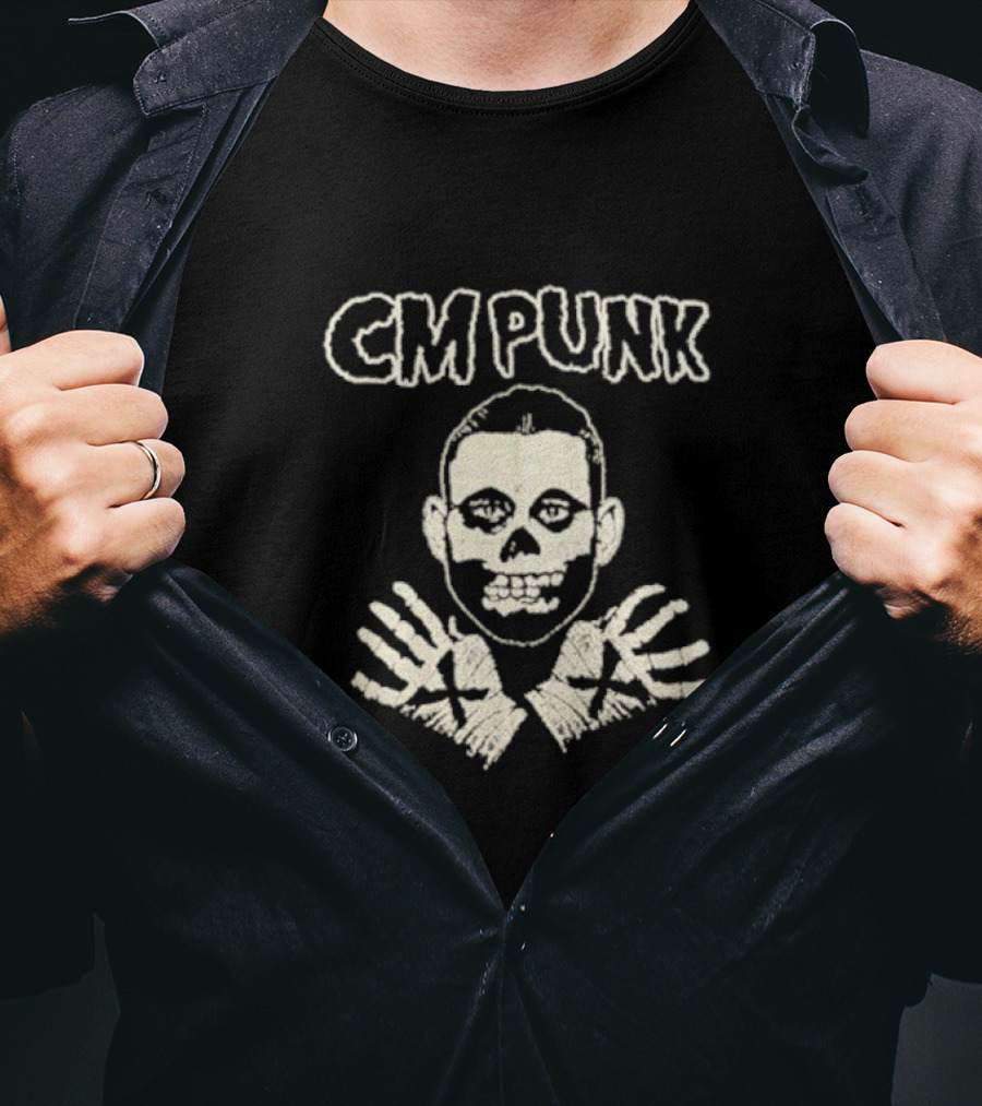 CM Punk Misfits Fiend Skull X Hands T-Shirt