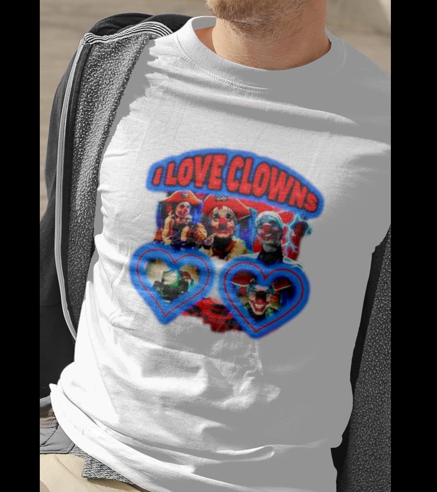 I Love Clowns Colorful Heart Faces T-Shirt
