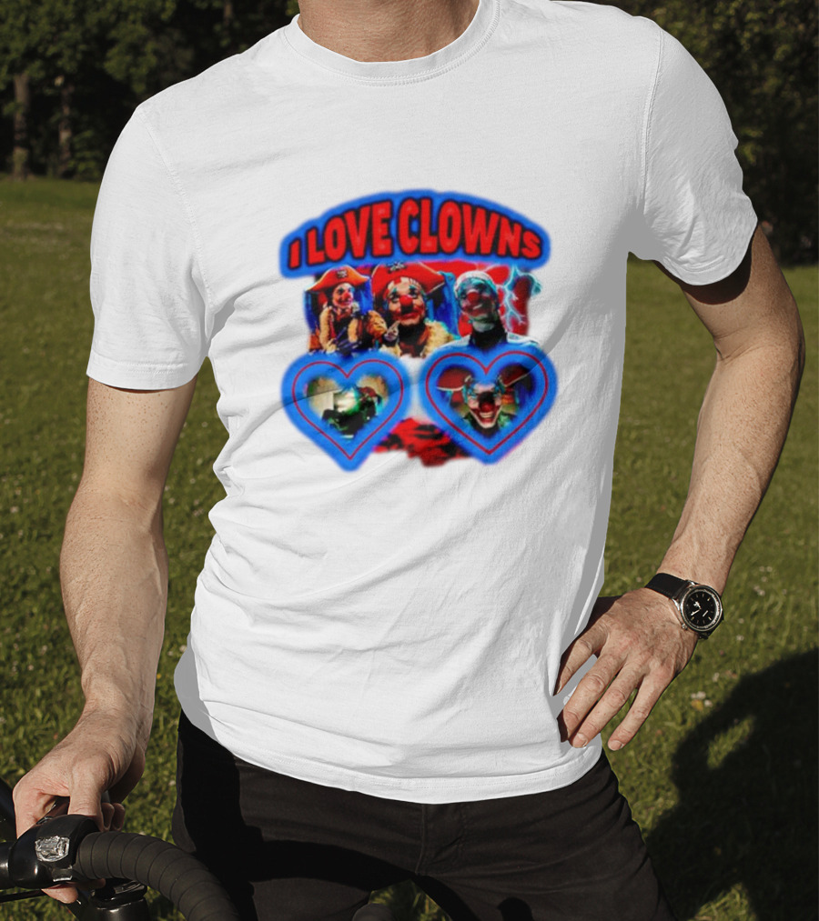 I Love Clowns Colorful Heart Faces T-Shirt