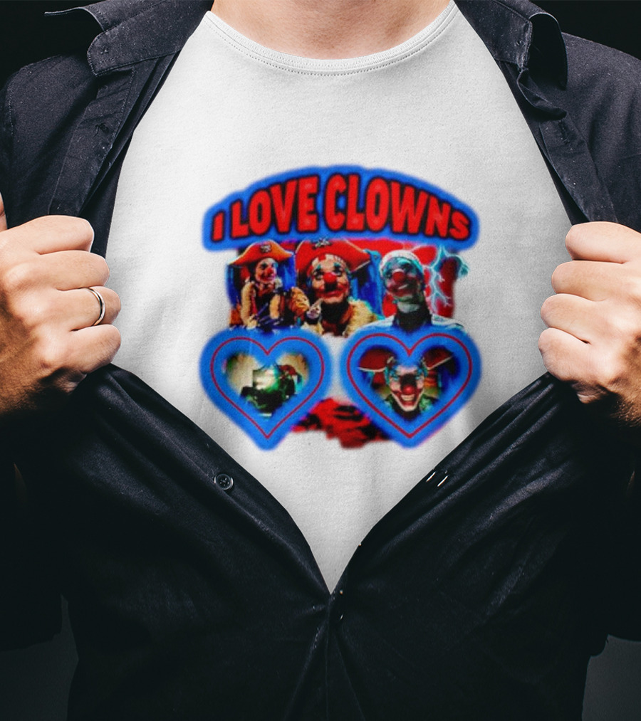 I Love Clowns Colorful Heart Faces T-Shirt