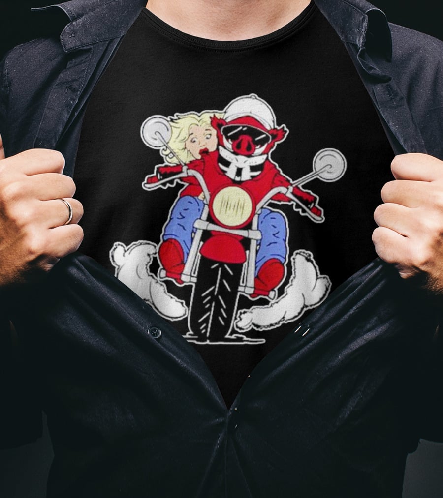 Arkansas Razorbacks Pig Riding Motorcycle With Passenger T-Shirt