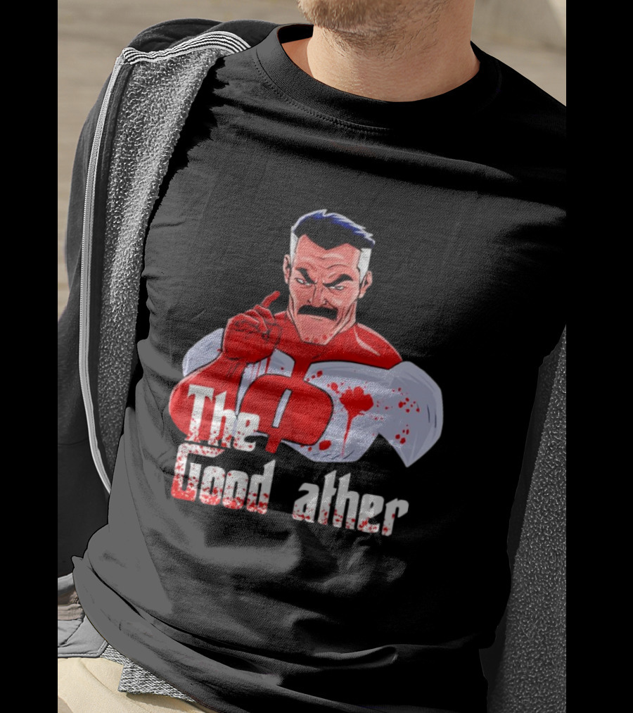 Omni Dad The Good Father Superhero Parody Red And White Costume T-Shirt