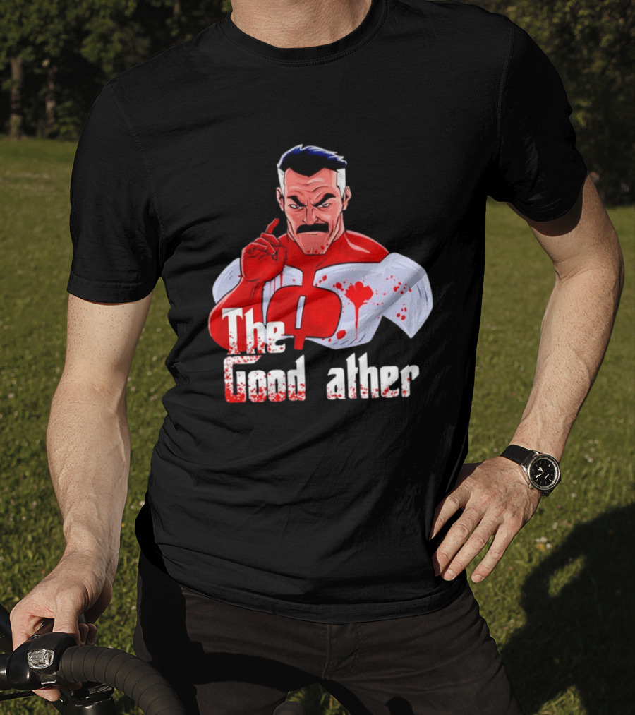 Omni Dad The Good Father Superhero Parody Red And White Costume T-Shirt