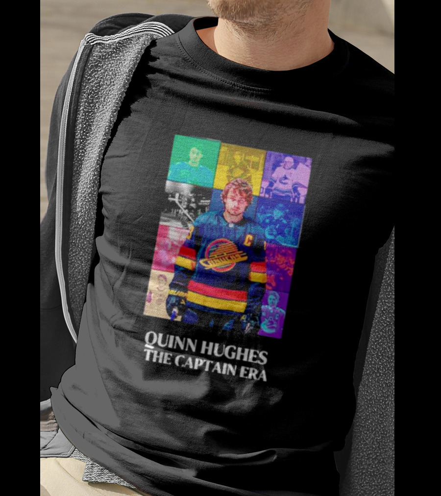 Quinn Hughes The Captain Era Multicolor Vancouver Hockey Legend T-Shirt