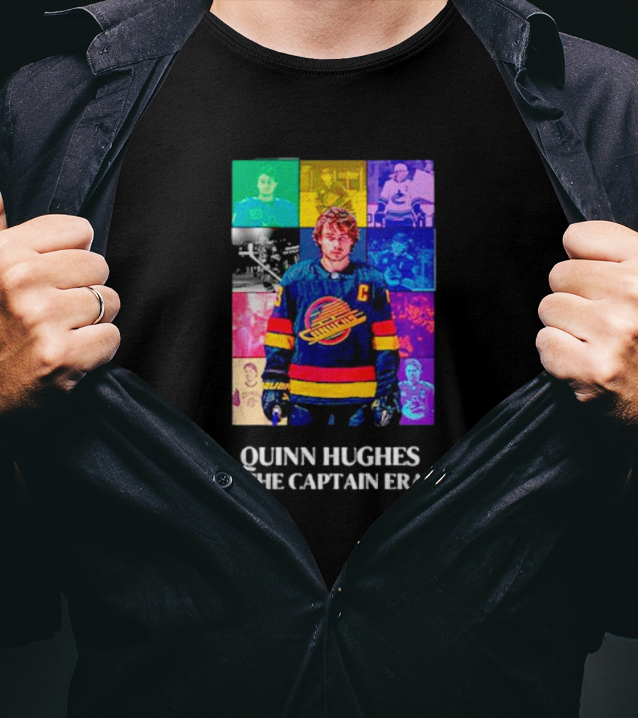 Quinn Hughes The Captain Era Multicolor Vancouver Hockey Legend T-Shirt