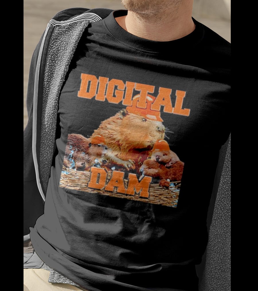 Digital Dam Beaver With Hard Hats T-Shirt