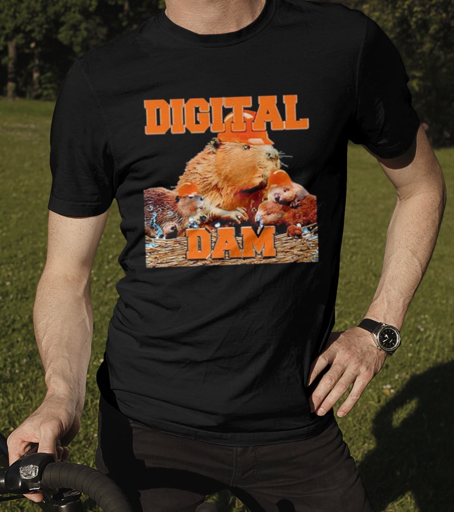 Digital Dam Beaver With Hard Hats T-Shirt