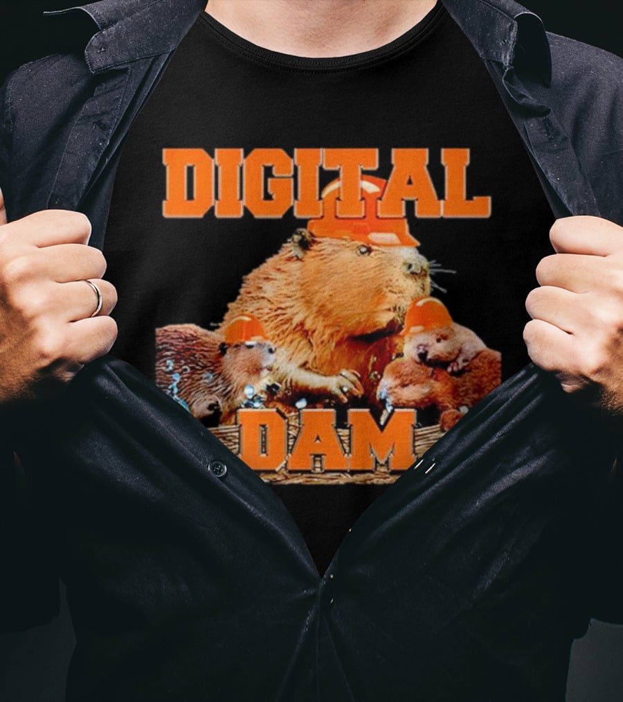 Digital Dam Beaver With Hard Hats T-Shirt