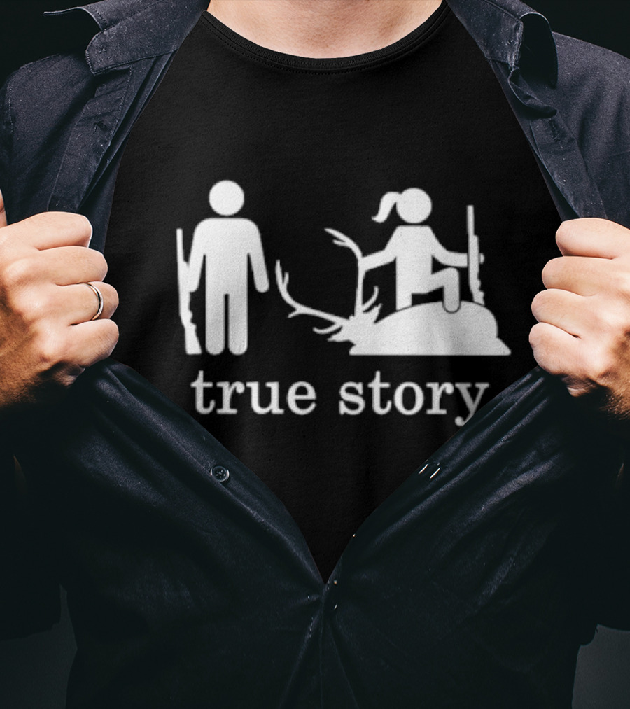 Hunting True Story Deer Silhouette With Rifle Icons T-Shirt