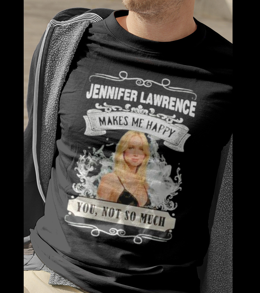 Jennifer Lawrence Makes Me Happy You Not So Much Cloud Motif T-Shirt
