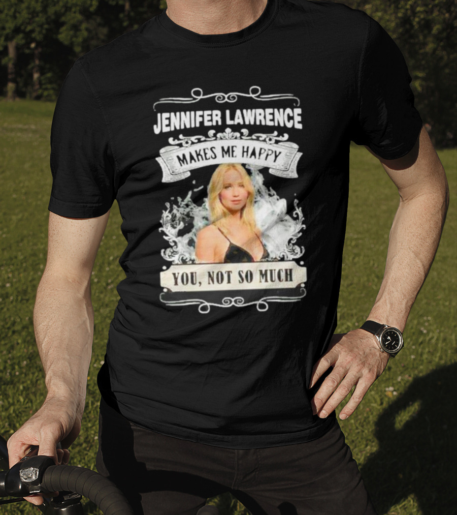 Jennifer Lawrence Makes Me Happy You Not So Much Cloud Motif T-Shirt