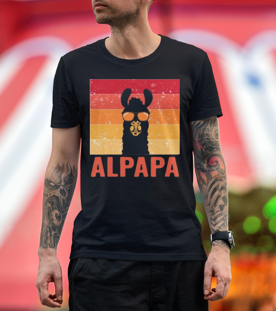 Alpapa Llamafathers Day Vintage Groovy T-Shirt