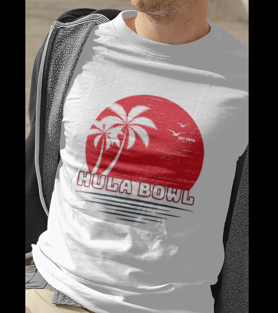 Hula Bowl Established 1946 Red Sunset With Palm Trees T-Shirt