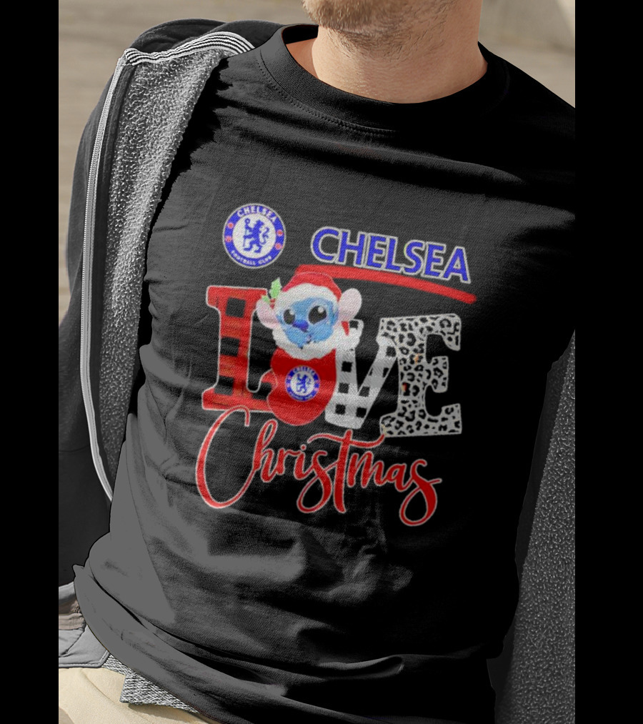 Chelsea Football Club Stitch Love Christmas T-Shirt