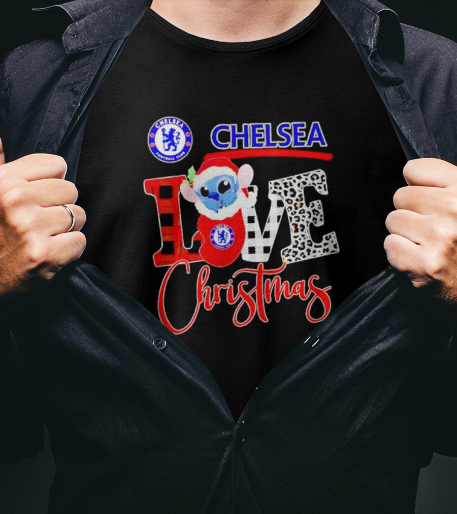 Chelsea Football Club Stitch Love Christmas T-Shirt