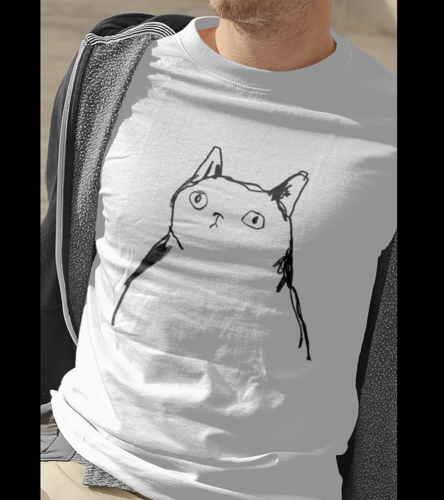 Harriet Lowther Cat I Like Tuna Sketch Drawing Of A Cat With Intrigued Expression T-Shirt