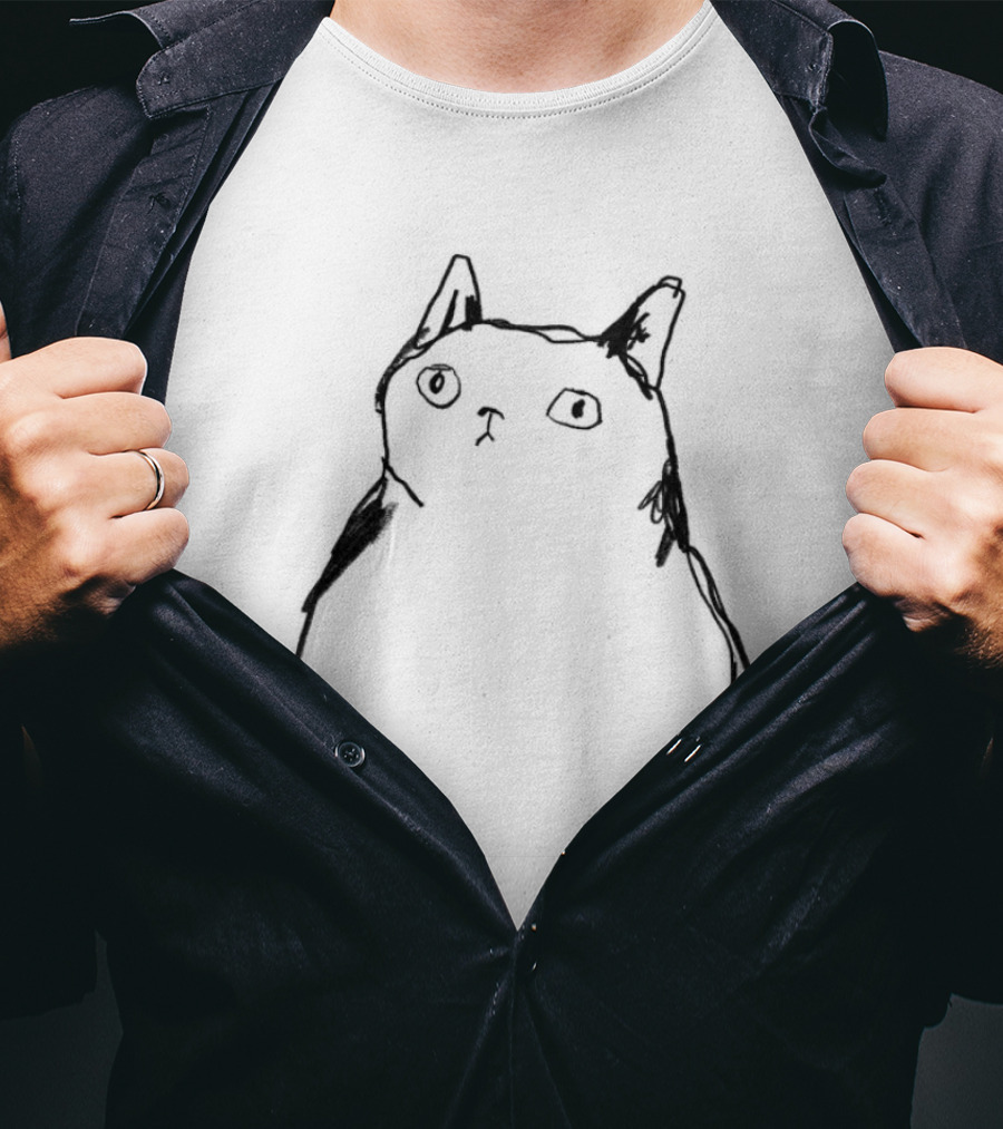 Harriet Lowther Cat I Like Tuna Sketch Drawing Of A Cat With Intrigued Expression T-Shirt