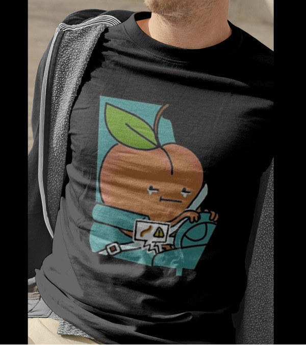 Peach Driving With Tears Fastened In Seatbelt Warning Signal T-Shirt