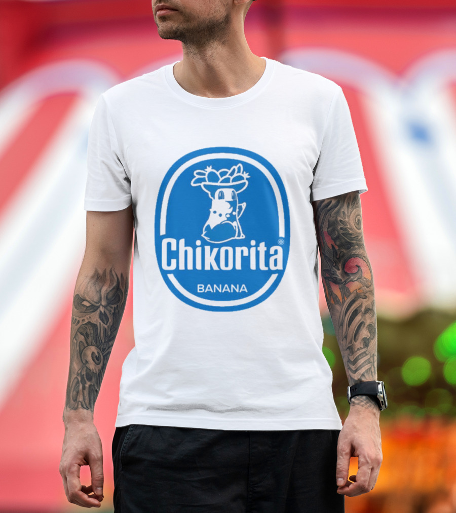 Chikorita Banana Crossover Logo Black and Blue T-Shirt